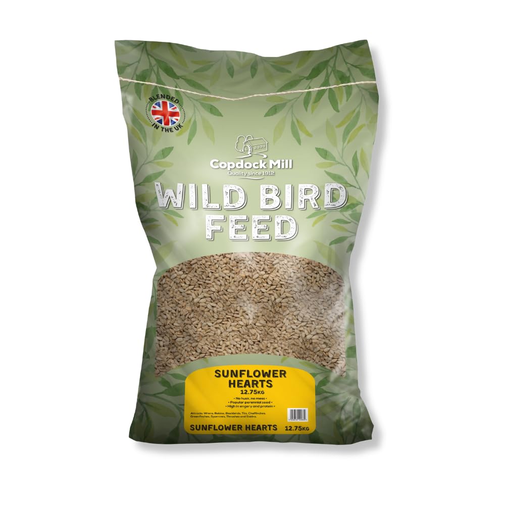Copdock Mill Sunflower Hearts for Wild Birds - 12.5kg No Mess Bird Food - Suitable for Sunflower Seeds Feeders & Tables