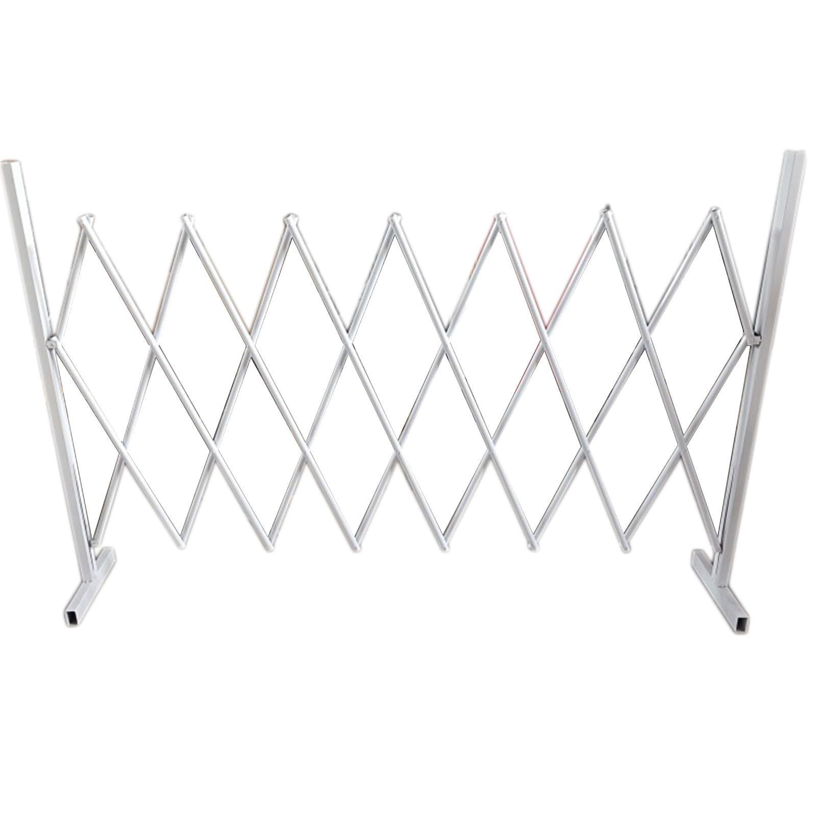 Mobilna, rozszerzalna bariera akordeonowa, metalowe ogrodzenie kontroli ruchu na wydarzenia, zarządzanie tłumem, łatwe do przenoszenia, białe, 119 x 118 cm - i przenośne rozwiązanie zabezpieczające