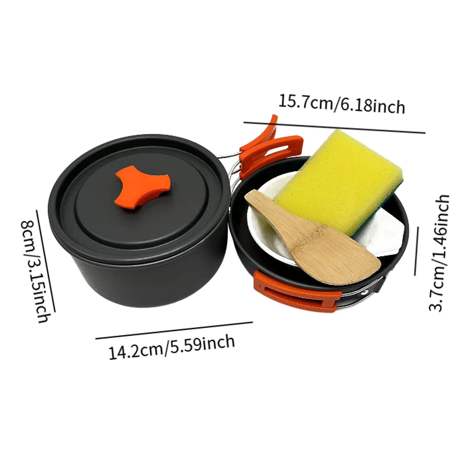 YIJU Camping Cookware Mess Kit Soup Pot Cooking Utensils Set Stackable Bowls Rice Spoon Outdoor Cookware for Hiking Outdoor Sports