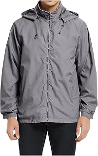 Liyuera Men's Transition Jacket, Rain Jacket, Raincoat, Lightweight Softshell Jacket, Men's Waterproof, Breathable and Windproof Wind Jacket, Bicycle Raincoat with Hood, Leisure Jacket