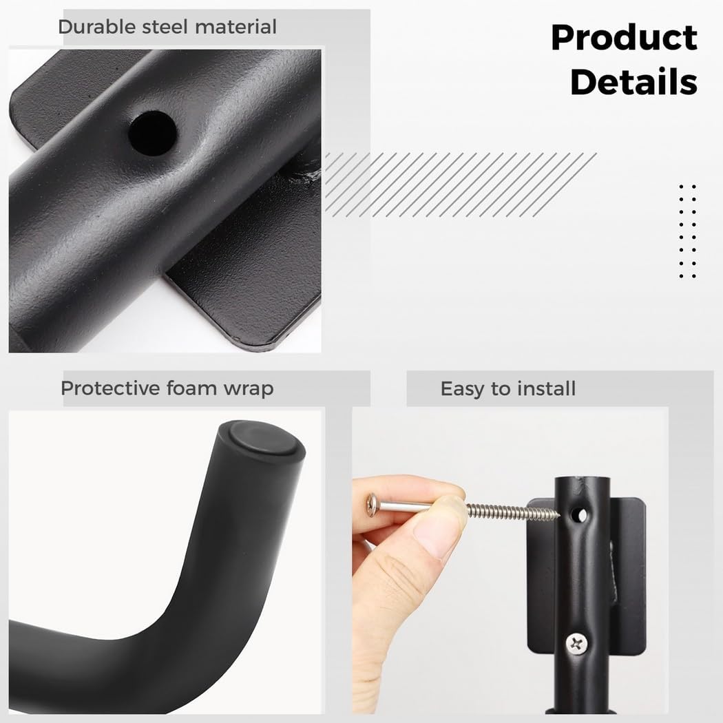 Paddling Board Canoes, Board Rack, Surfboard Wall Mount Anti-Scratch Padding Rack for Ski and Snowboard, Kayaks Boat Black Storage Hook for Outdoor Indoor