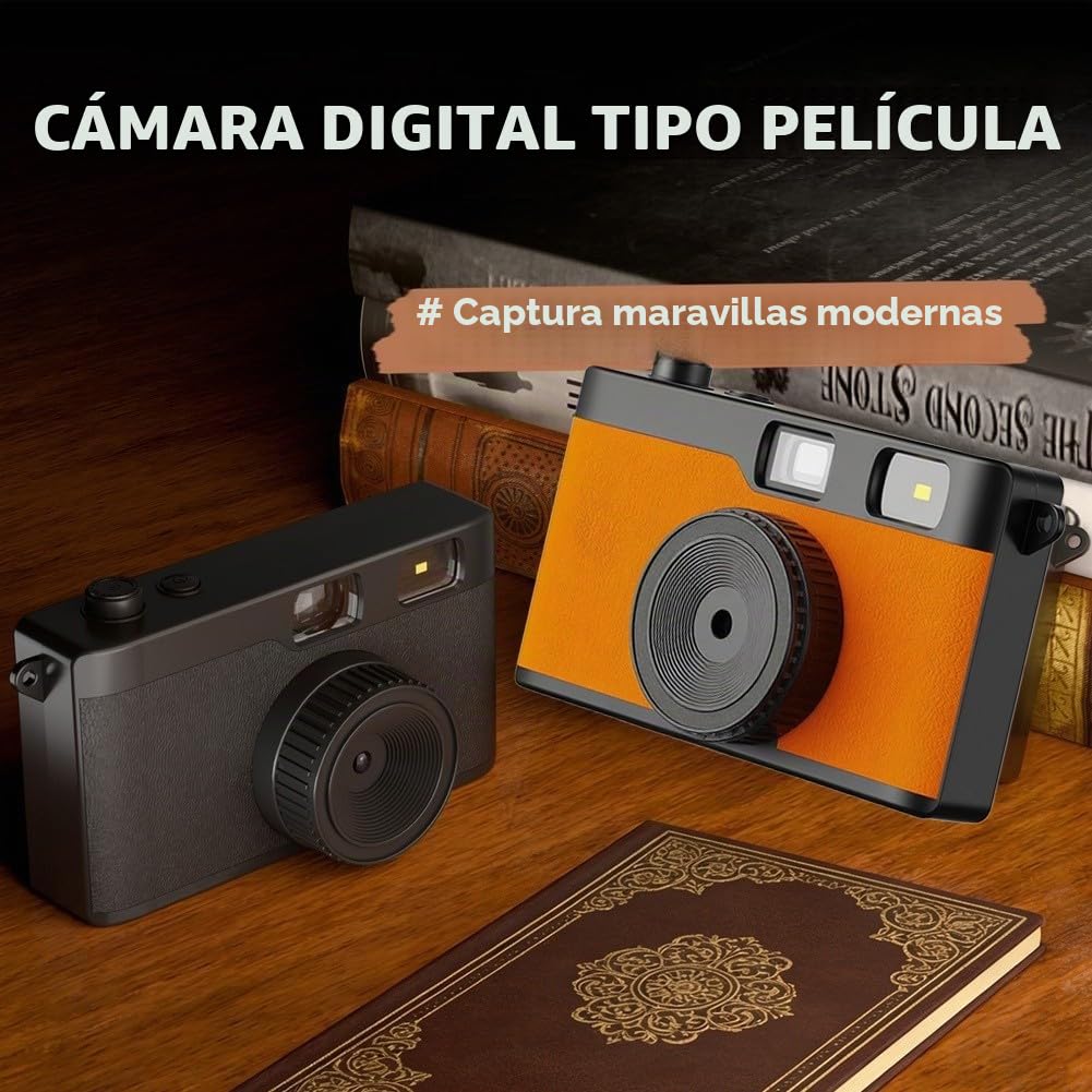 Cámara digital vintage – Cámara digital retro de 12 MP sin pantalla vintage cámara compacta para principiantes (naranja)