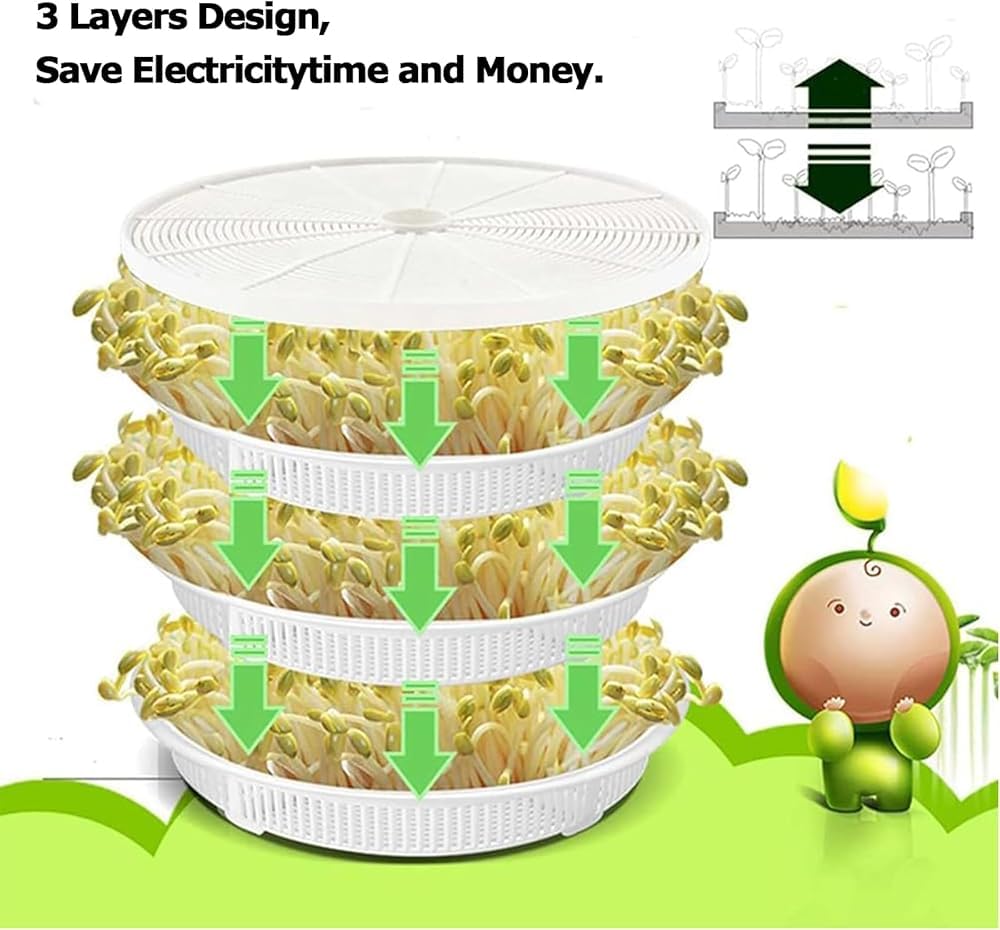 Máquina automática de brotes de frijoles, herramientas eléctricas de germinación de semillas con temperatura constante inteligente para una brotación eficiente y de bajo consumo