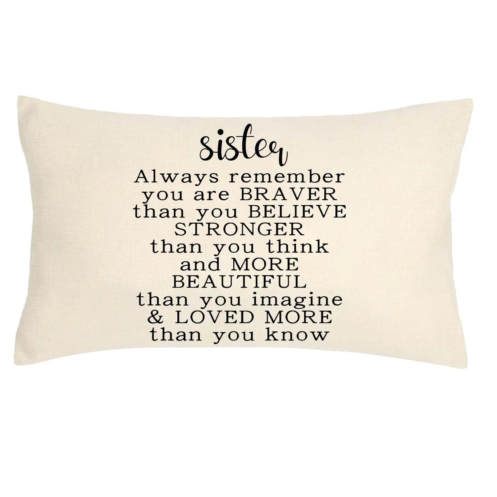 PSDWETSSisters Gifts Pillow Cover 12x20 Inch,Unique Christmas Birthday Gifts for Sister from Brother,Sister,Sister Gifts from Mom Dad,Christmas Decorations Pillow for Sofa Couch