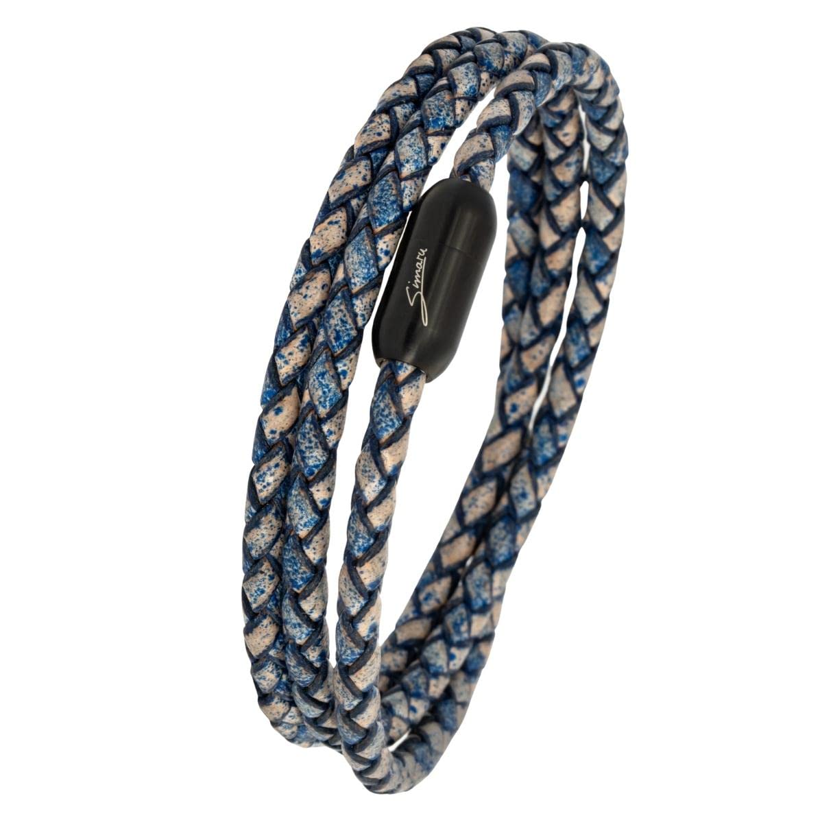 Simaru Braccialetto Intrecciato in Vera Pelle Made in Germany: Alta Qualità dalla Catalogna con Chiusura Magnetica - Larghezza 4 mm