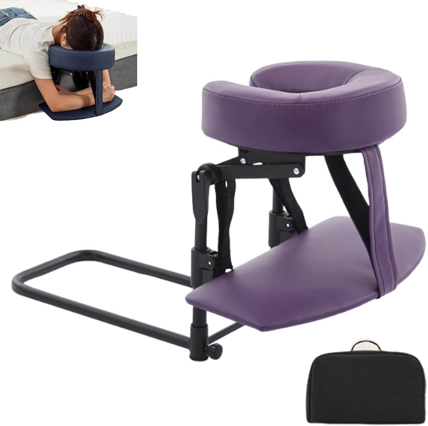 BOOZXCV Massage Headrest for Bed Mattress, Adjustable Cradle and Face Rest Support Cushion, Massage Pillow with Armlehnen for Home SPA Salon (B)