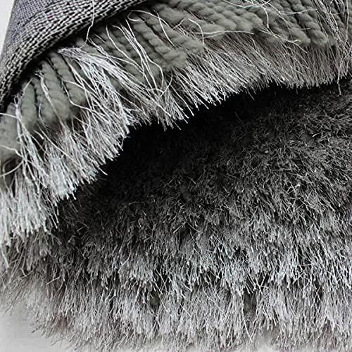 Image of Luxury Shaggy Carpet Solid Plain Fluffy Fur Rectangular Rugs For Hall And Drawing Room 8X11 Feet Microfiber & Polyster Modern Interior Floor Mat Grey