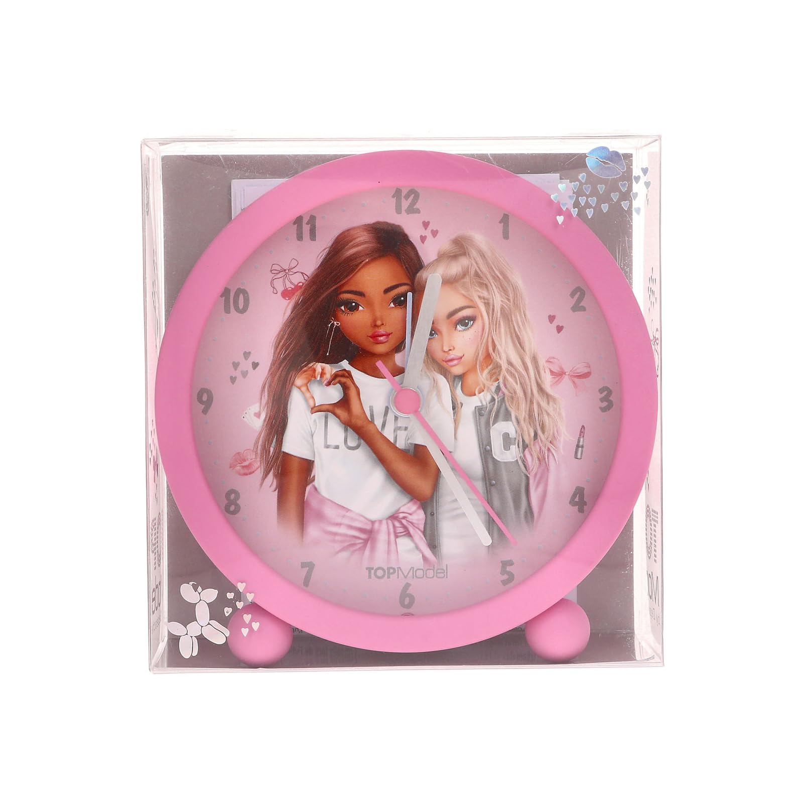 Depesche TOPodel Cosy 12661 Réveil Pour Enfant Avec Otif Odèle Rose Horloge Silencieuse Avec