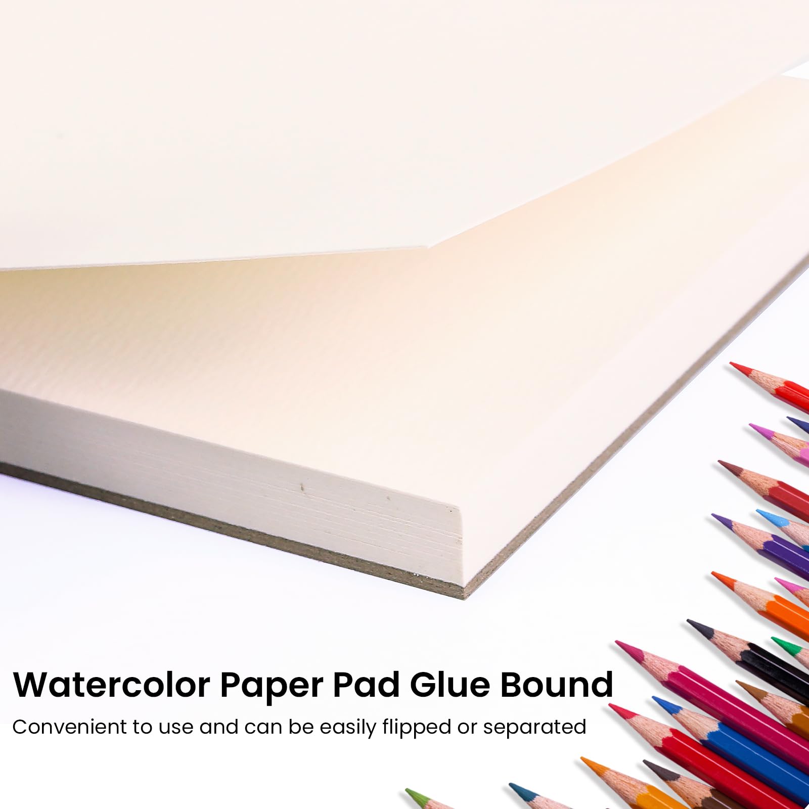Bloc Papier Aquarelle 30 Feuilles - 300g/m² Coton, 12.7x17.8cm | Pressé à Froid, Sans Acide