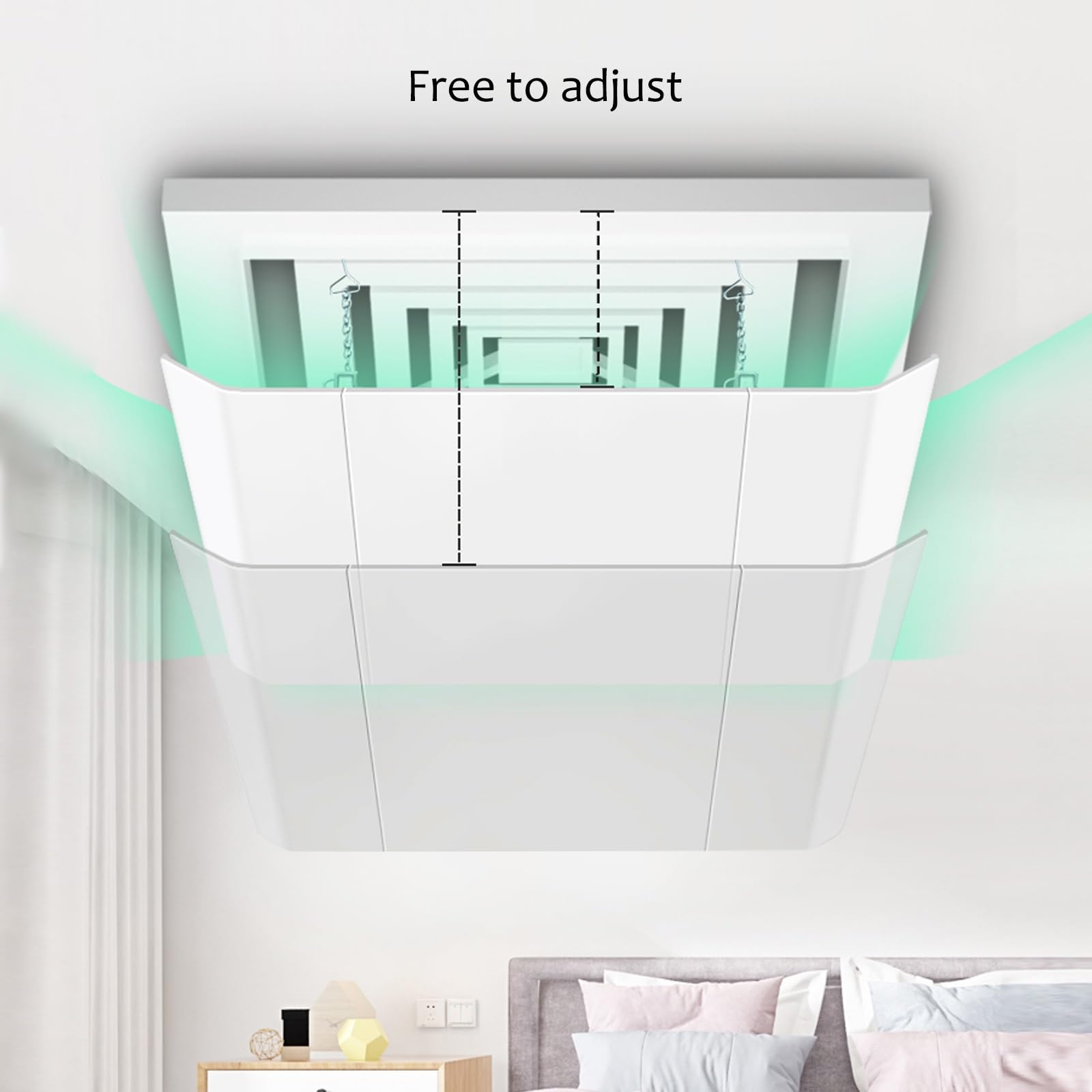 Deflettore del Condizionatore D'Aria for Aria Condizionata Centralizzata a Soffitto Inclinazione Regolabile Installazione Facile Impedisce All'Aria Fredda di Soffiare Dritta(Bianco)(60x60cm)