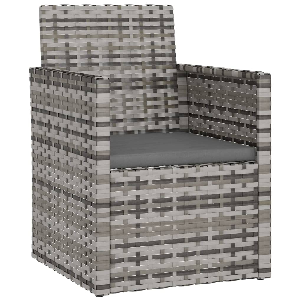 Poltrona da Giardino in Polyrattan Grigio con Cuscino | Sedia da esterno compatta con telaio in acciaio e morbida imbottitura per arredare balcone, terrazzo e portico.