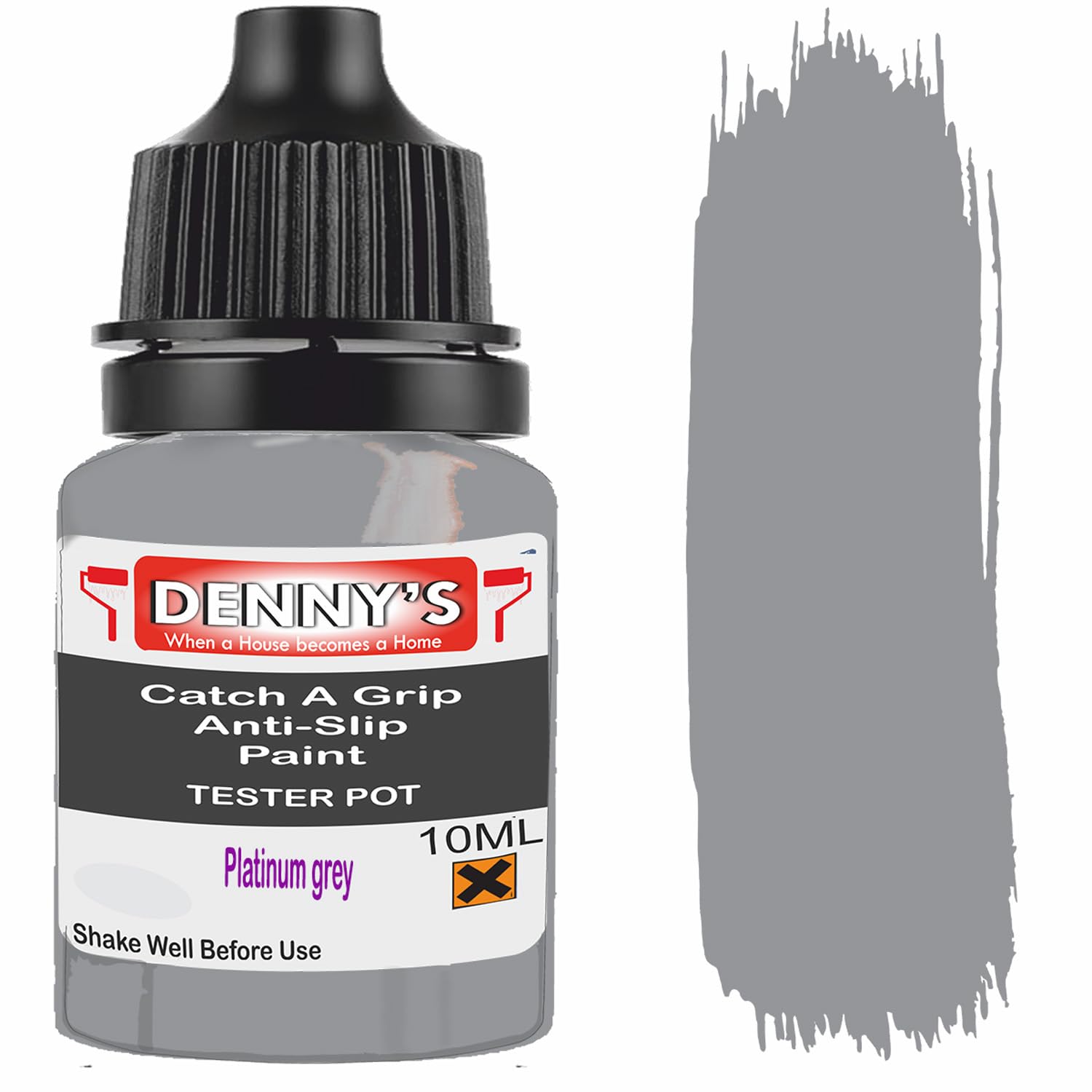 Catch A Grip Anti Slip Floor Paint – Non Slip Coating for Steps, Railings & Garages – 170 Colours, High Adhesion, Quick Dry, Multiple Sizes (Platinum grey, 10ml Tester Pot)