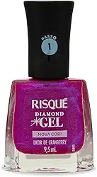 Risqué Esmalte Diamond Gel Licor de Cranberry Metálico 9,5ml