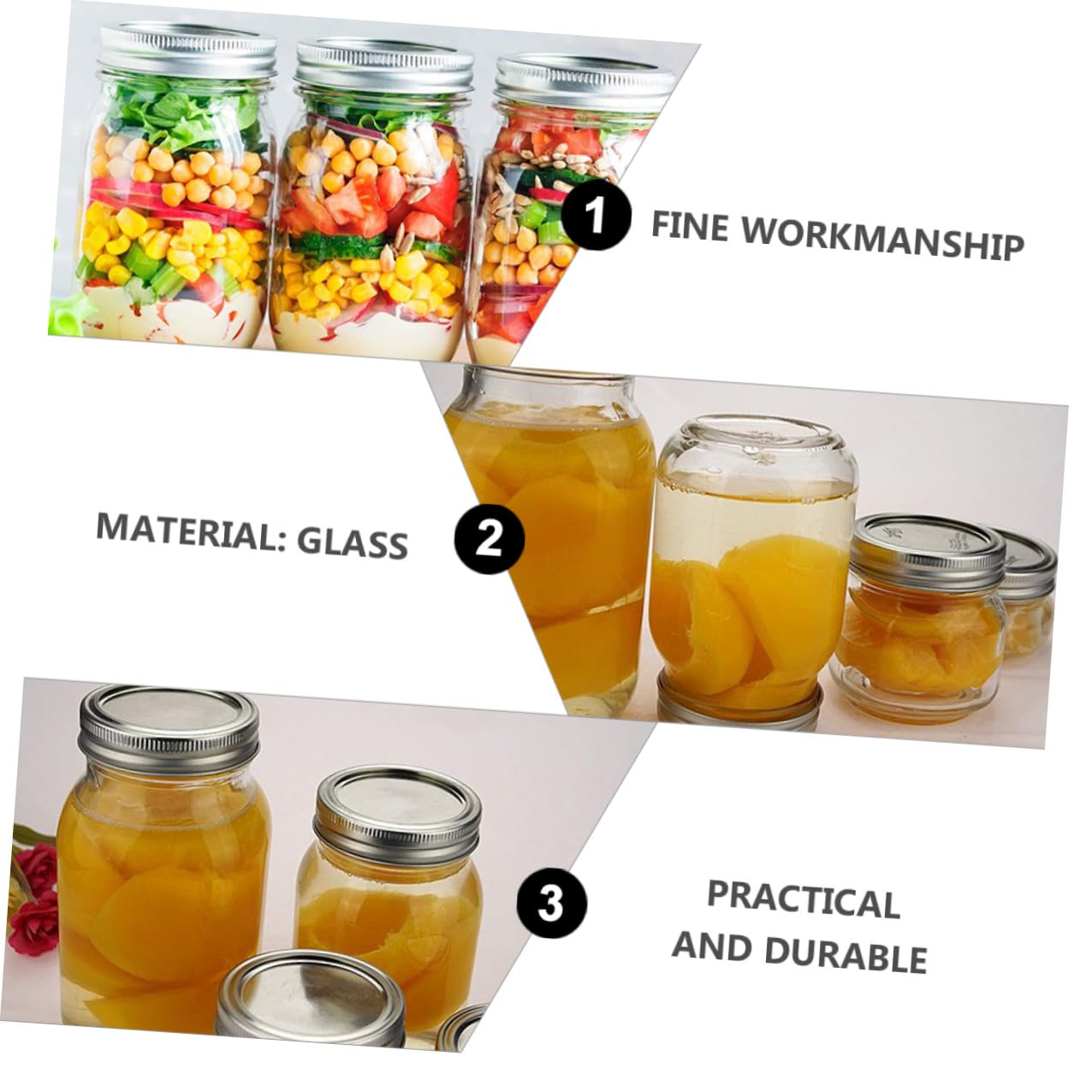 6 Stück Teiliges Runde Glas Vorratsdosen Luftdicht Versiegelte Marmeladengläser aus Klarem Umweltfreundlichem Glas Einfache Reinigung für Trockenfrüchte Tee und Aufbewahrung