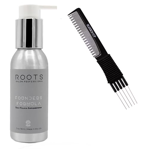 ROOTS Professional CARE Suplemento diario de folículos, para un soporte suave para el cabello, Salon Pro. (con peine de carbón de alta calidad
