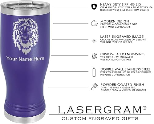 Miniatura 9 de LaserGram Taza Pilsner aislada al vacío de 20 onzas, bandera de Puerto Rico, grabado personalizado incluido (negro)