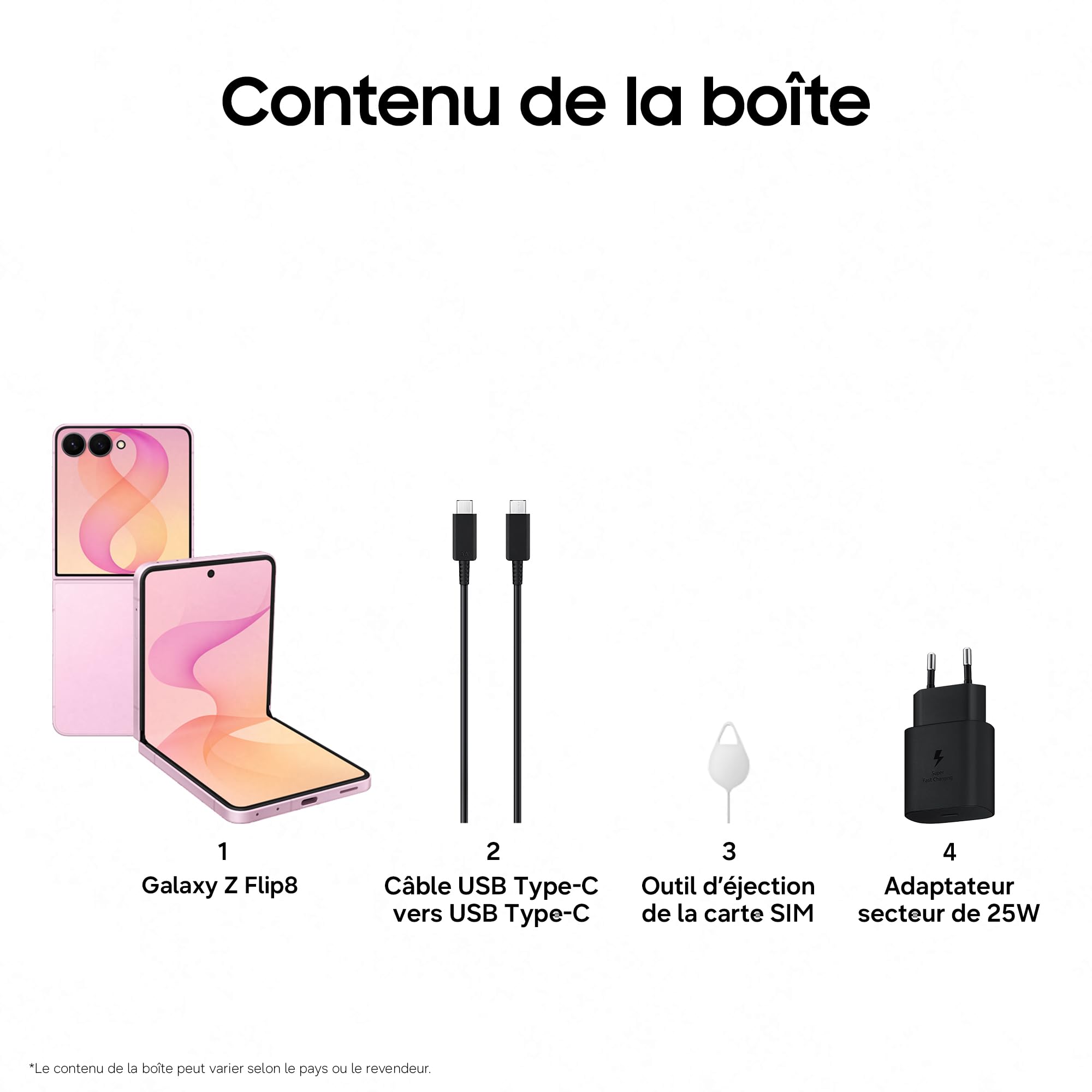 Samsung Galaxy Z Flip8, Smartphone avec IA, 256 Go, Rose, Version FR | Android Smartphone Pliable, Caméra Frontale avec Option Mains Libres, RAM 12 Go, Batterie de 4300 mAh, Fonction FlexWindow