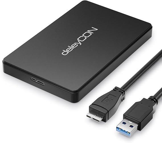 deleyCON SSD Festplattengehäuse USB 3.1 für 2,5“ Zoll SATA 3 SSD / HDD / 7mm / 9,5mm SATA III ...