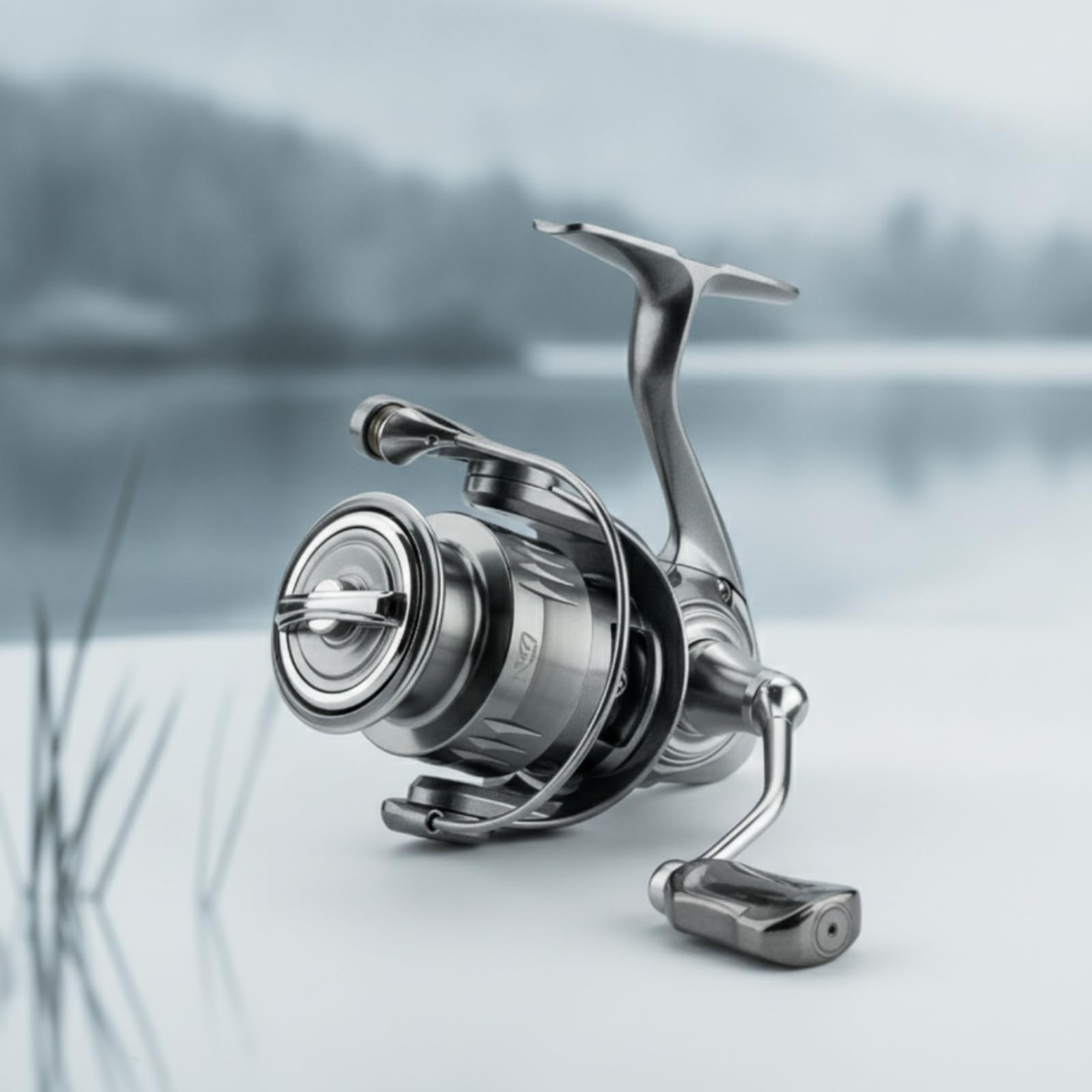 Moulinet avec Bâti en Carbone Compact Moulinet Tournant pour Pêcheurs, 1000S Coupe Peu Profonde Poignée Simple