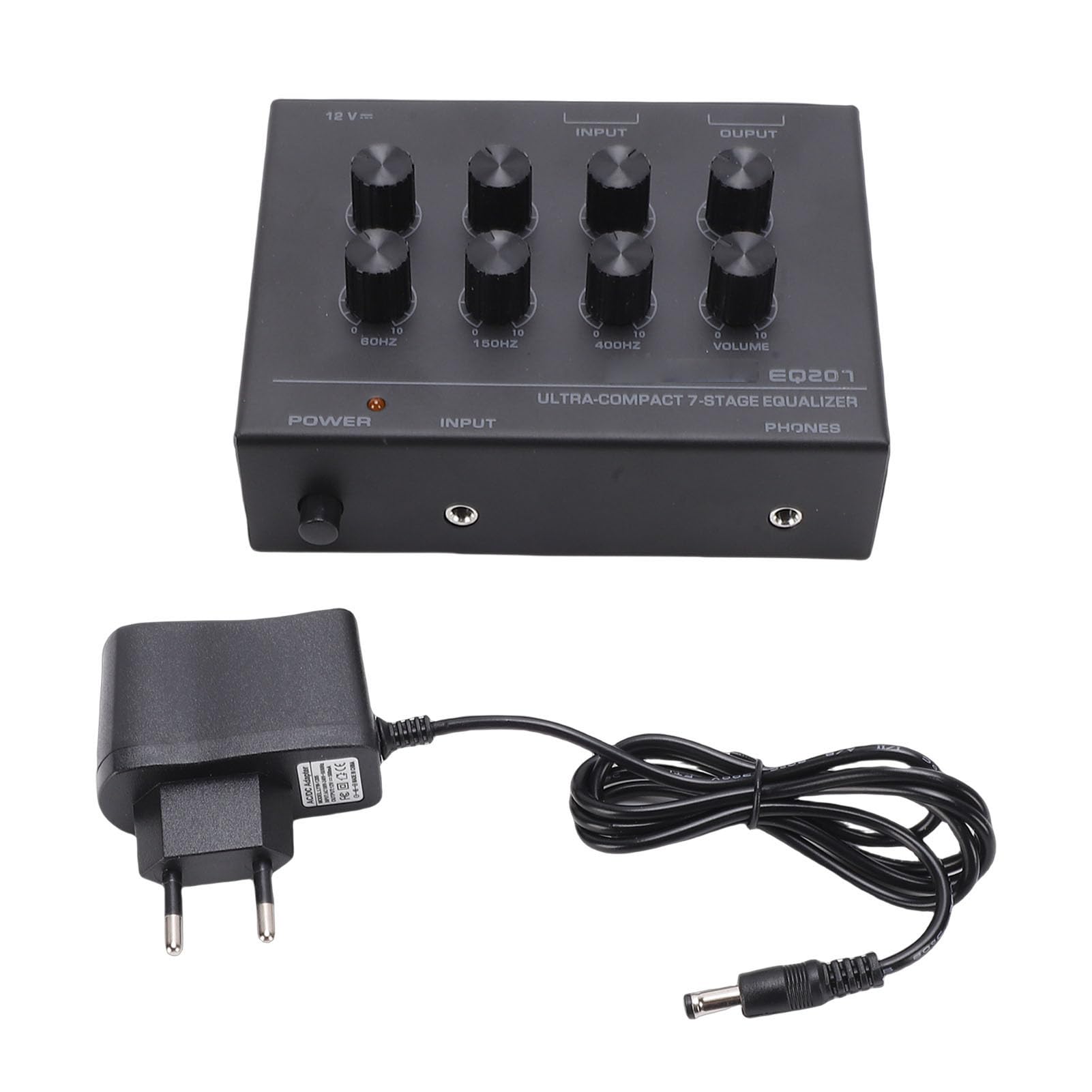 Tosuny Equalizzatore Grafico Audio a 7 Bande, Preamplificatore e Amplificatore per Cuffie, Equalizzatore Stereo per Auto Domestiche per L'elaborazione del Suono con Interfaccia AUX da (black)