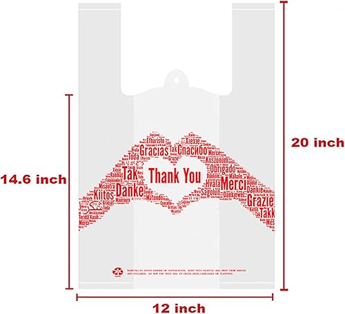 Miniatura 8 de Thank You - Bolsas de mercancía para camisetas  Paquete de 100 bolsas de comestibles reutilizables y desechables de 12 x 6.5 x 20 pulgadas, 30