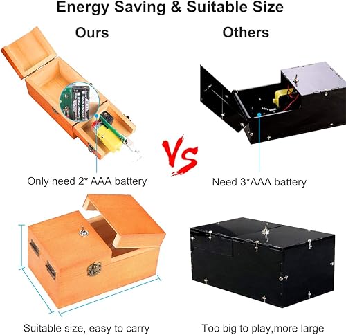 Miniatura 3 de Calary Caja inútil que se apaga en una caja de almacenamiento de madera, a máquina, totalmente montada en caja, regalos para adultos y niños
