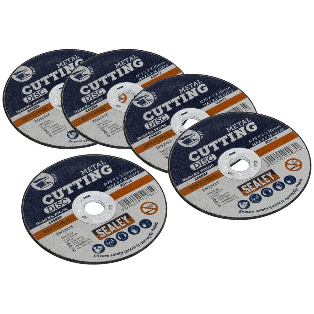 Sealey PTC/3C5 Cutting Disc Ø75 x 2mm 10mm Bore Pack of 5
