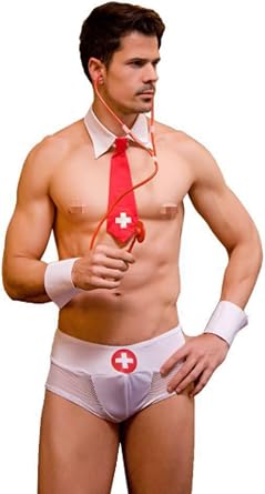 Mens Nurse Cosplay Costume Tuxedo Sexy Lingerie Set Role Play Doctor Uniform Gay Bar Nightclub Outfit