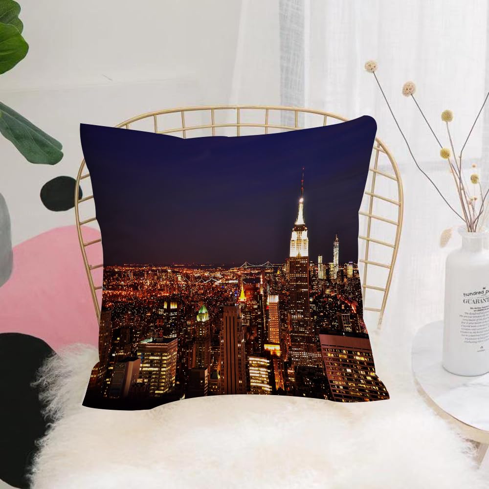 HYMSXW Cushion Cover,Throw Pillow Case Home Decorative for Living Room Bedroom Sofa Chair 20X20 Inch,New York, New York at night Empire Building in the vi,Pillowcase 50X50cm