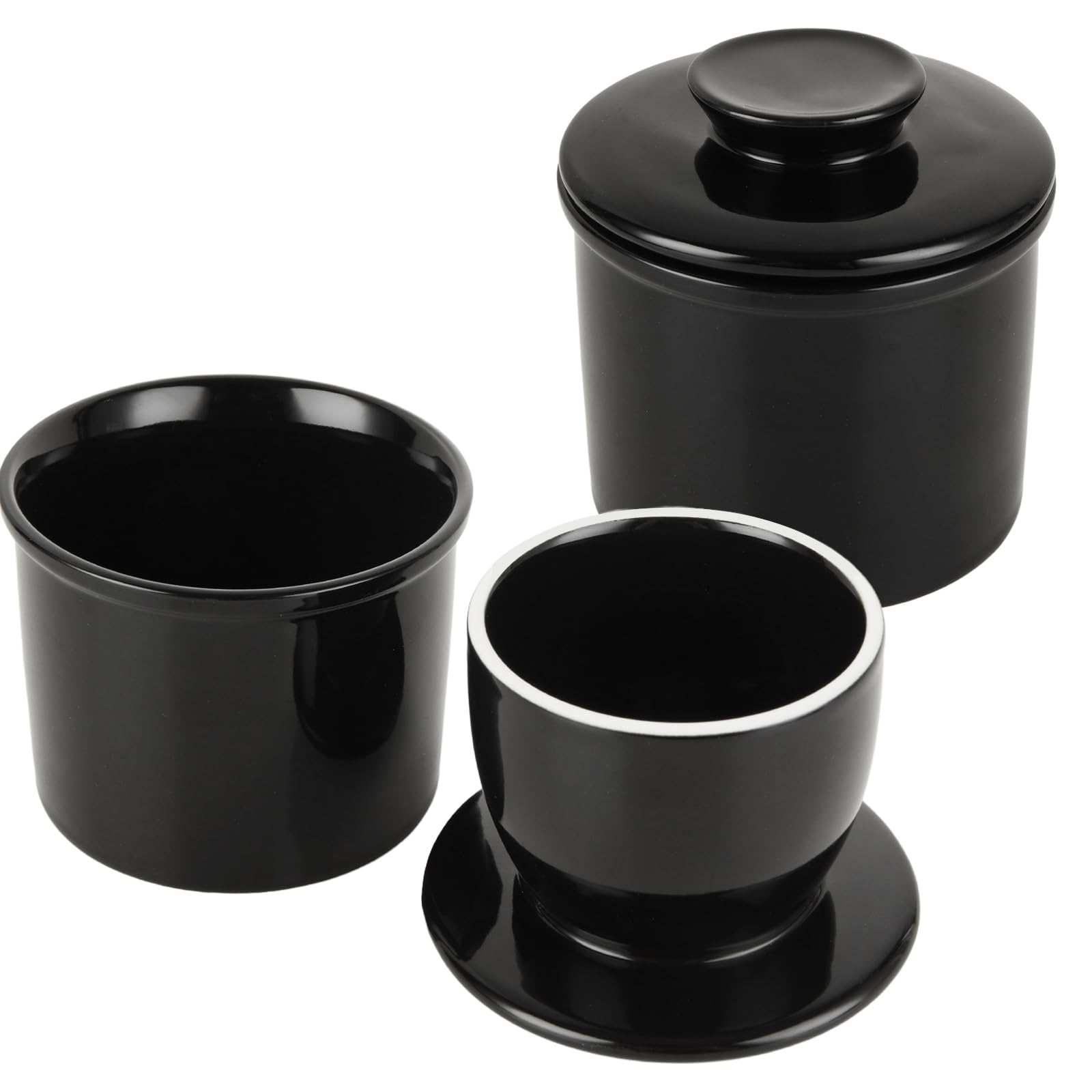 LDXDRU2 Pack 170g / 6oz Ceramic Butter Crock, Black Butter Dish with Lid, Porcelain French Butter Keeper for Soft Fresh Butter Gift Kitchen