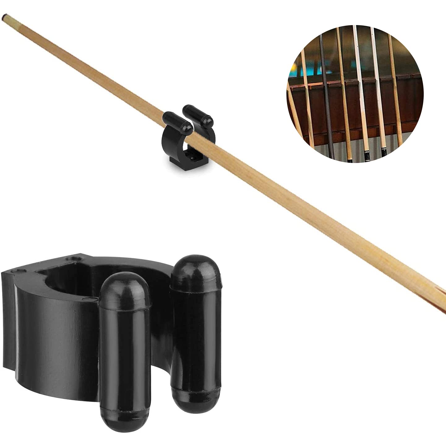 30 Pièces Clips Pour Canne De Billard - Porte Queue Billard Et Canne à Pêche, Clips Plastique Noir Robuste