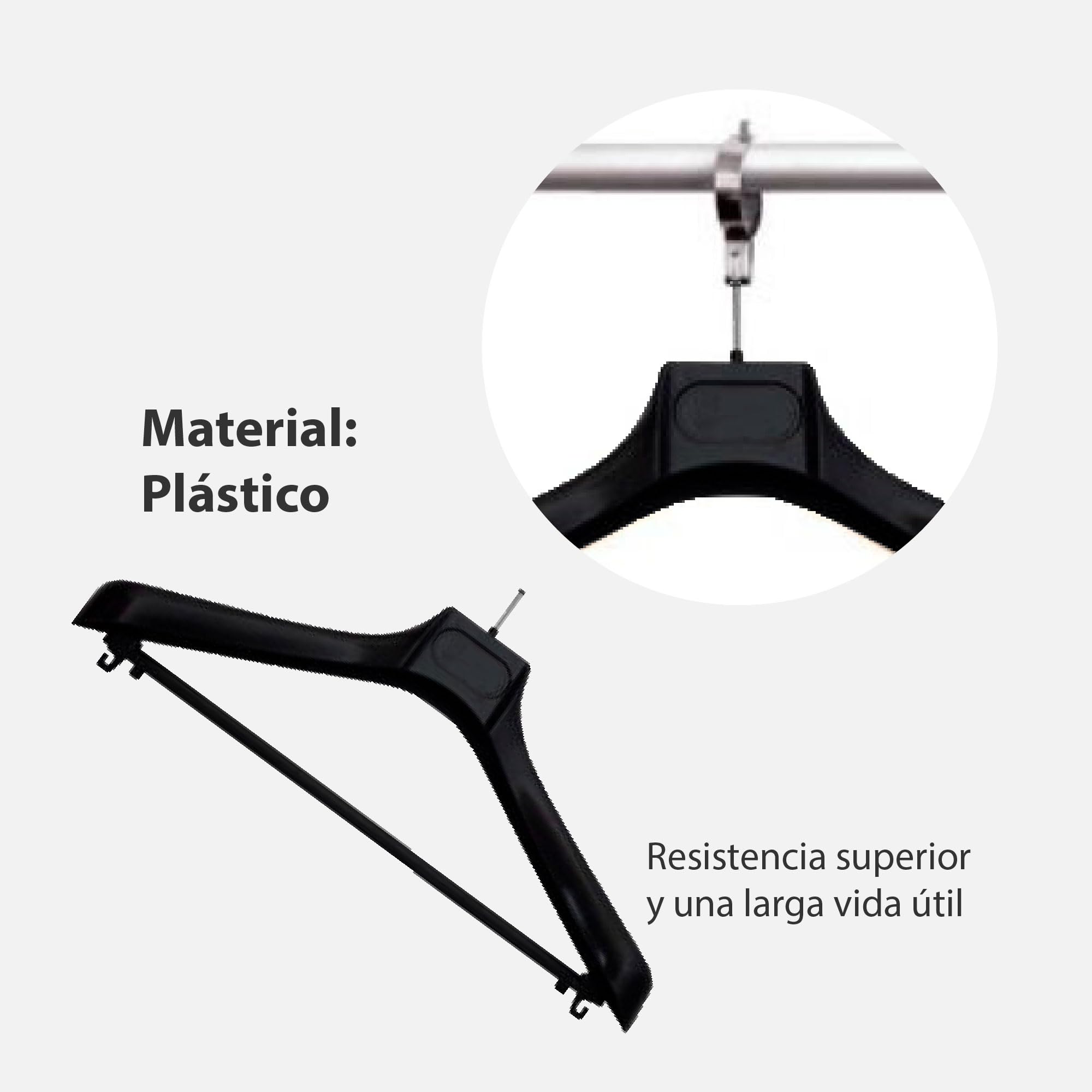 Pack de 10 Perchas de Plástico Negro con Antirrobo - Seguridad y Organización para tu Armario, Durabilidad Garantizada