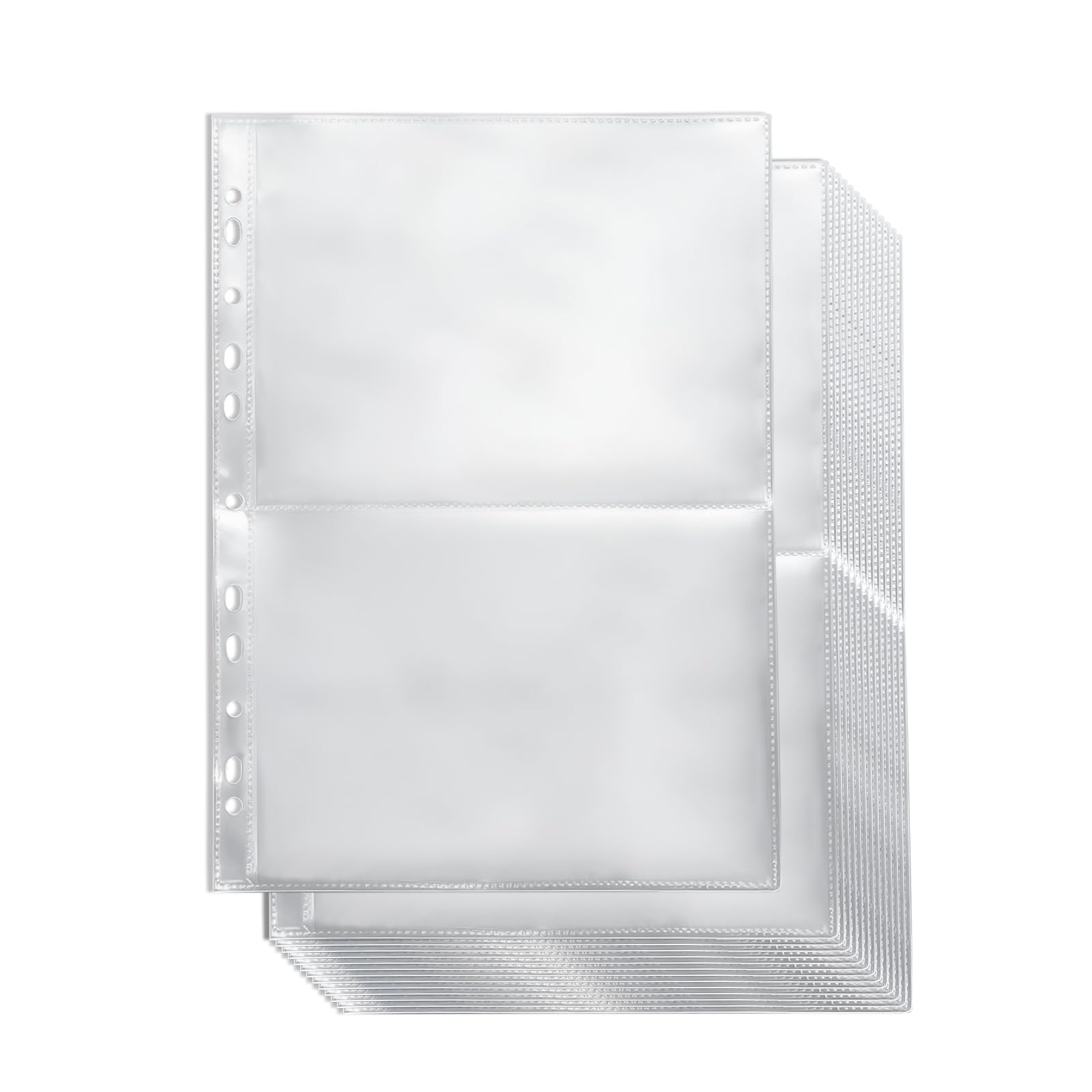 50 custodie protettive per foto in formato A4, con 200 scomparti, trasparenti per foto, per raccoglitori a 2/3/4, con 2 scomparti per album fotografici, cartoline (219 x 152 mm)