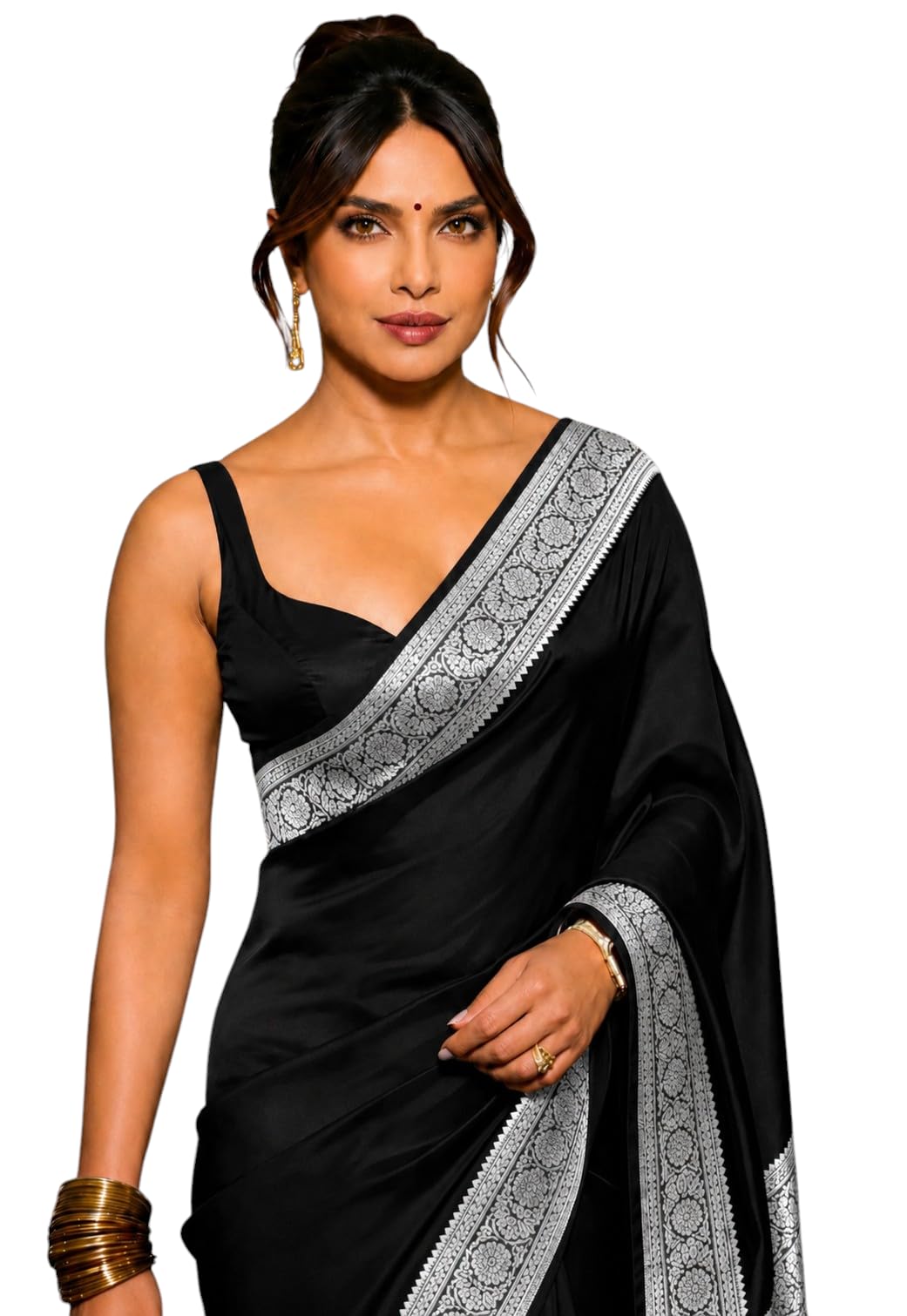 Banarasi Satin Silk Saree with Silver Zari for Women | Pure Designer Sari | Wedding Party Traditional Outfit | Latest Ethnic Fashion Bollywood Style-picture-16