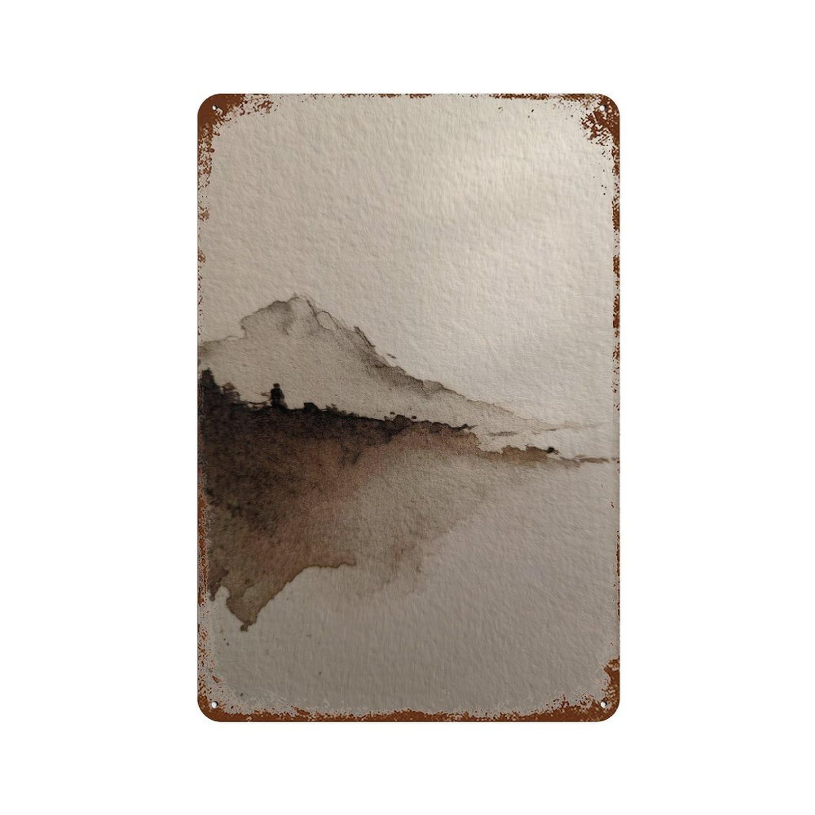 xiaoxiaoshen Abstract Landscape. Minimal Wabi Wall Decor Art Metal Tin Poster Modern Home Decor Art Home Bar Shop Decorations Vintage Sign 30x20cm