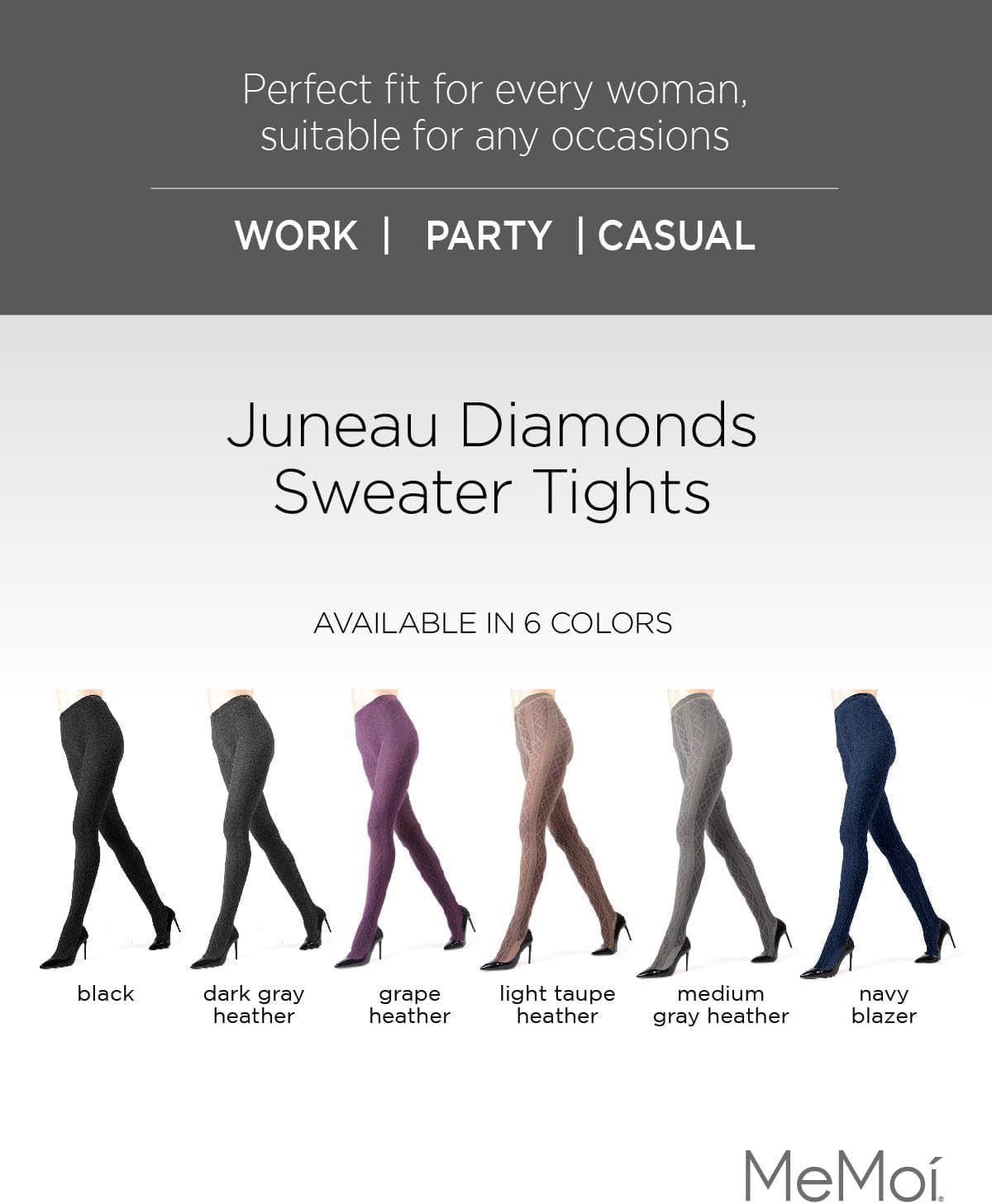 MeMoi Juneau Diamonds Cotton Tights for Women, Cozy and Elegant Sweater Tights - Sizes Small to X-Large - Image 2