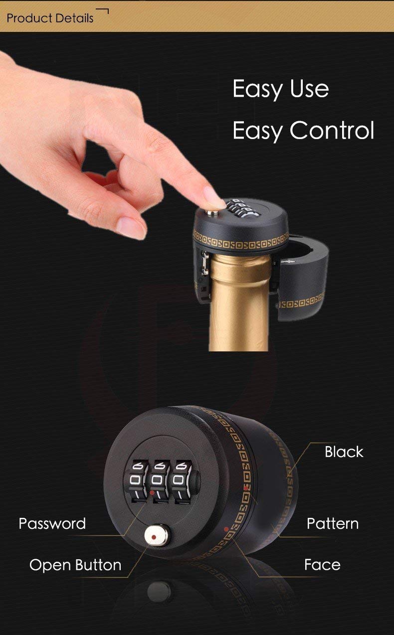 Uteruik Combinatieslot voor Wijn & Liquor Fles-Wijn Whiskey Fles Top Stopper - Fles Wachtwoord Code Lock - Wijn Digitaal Slot, 1 stks Uteruik Combinatieslot voor Wijn & Liquor Fles-Wijn Whiskey Fles Top Stopper - Fles Wachtwoord Code Lock - Wijn Digitaal Slot, 1 stks