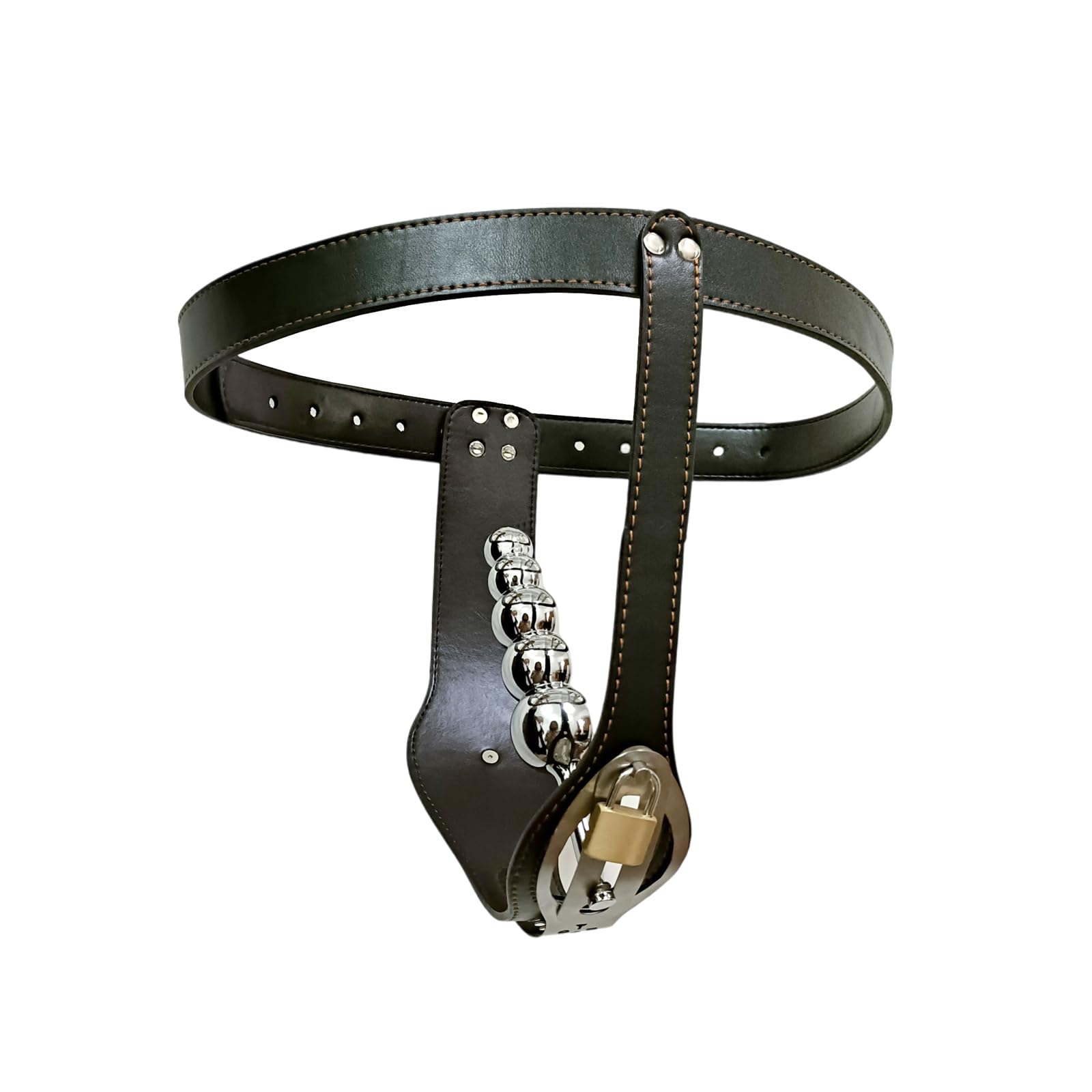 2024 Leicht Leder Keuschheitsgürtel Bondage Unterwäsche Erotische Kleidung mit Analkugeln Vaginal Plug Sklaven Einstellbar Keuschheits Chastity Belt BDSM Fesselspiele für Paare,Schwarz,D