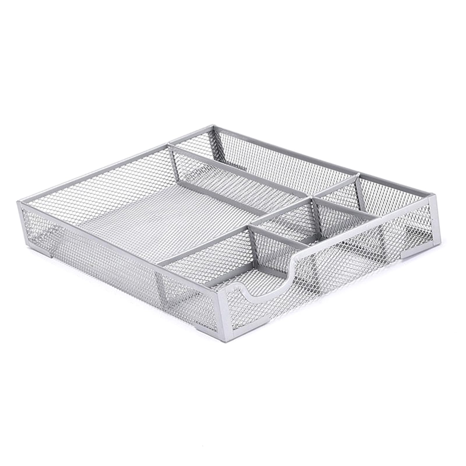 NVOQILIN Smooth Metal Desktop Planner Tray for Writing Materials Utensils Multiple Section Home Storage Solution Storage Tray with Compartments