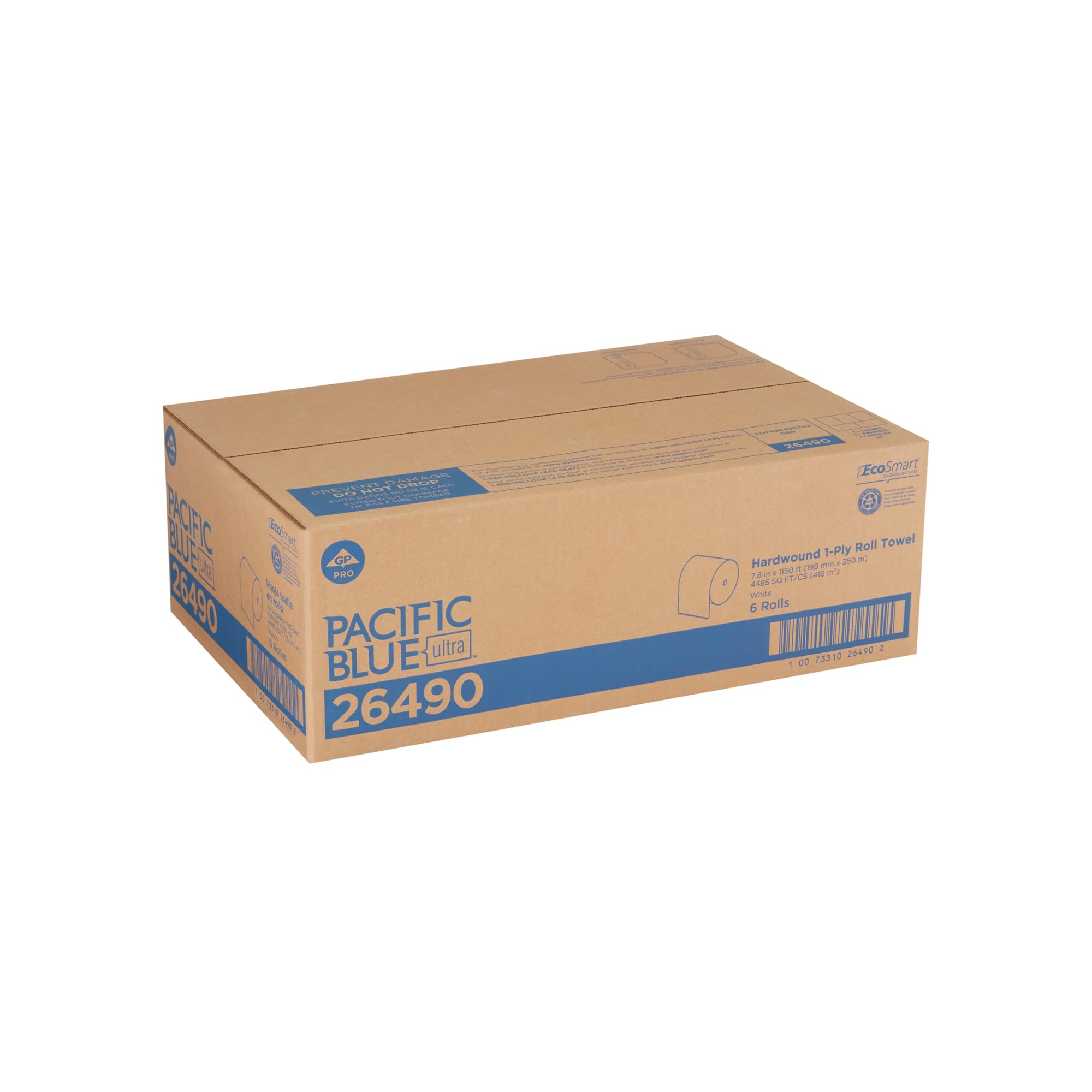 Pacific Blue Ultra 20 cm rolka ręczników z papieru z recyklingu firmy GP PRO (Ge-Pacyfik), biały, 26490, 1150 stóp na rolkę, 6 rolek w etui
