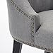 LSSBOUGHT Upholstered Tufted Fabric Dining Chairs Set of 2, Leisure Padded Dining Room Chairs with Black Solid Wooden Legs, Nailed Trim Living Room Chairs for Home Kitchen Bedroom, Grey