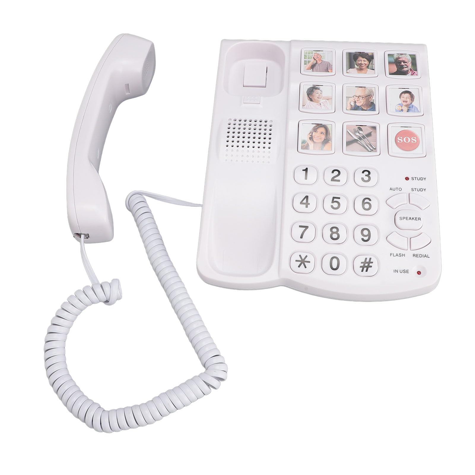Teléfonos Fijos para el Hogar, Teléfono con Botones Grandes para Personas Mayores, Teléfono con Cable con Control Remoto de un Toque para Marcación SOS, Calidad de Sonido HD