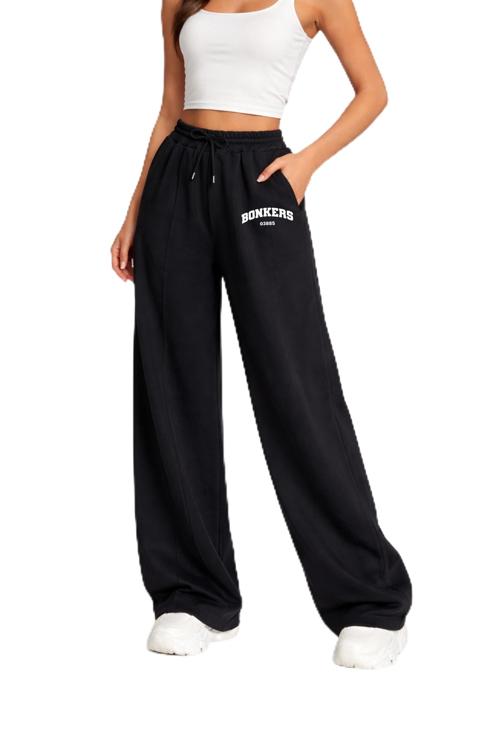 Bonkers Corner Bonkers Wide Leg Sweatpants for Women, Black in black