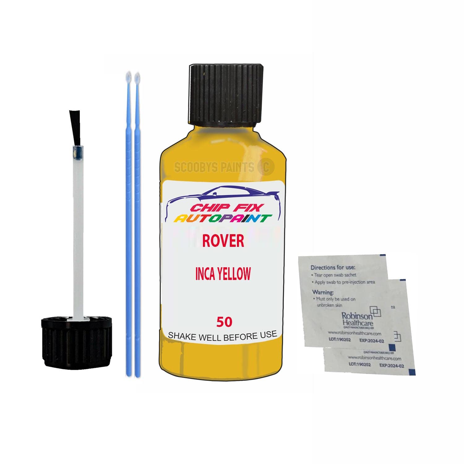 Scoobys Paints Back In The Mix Inca Yellow Touch Up Paint For Rover Tr8 50 1975-1980 30Ml Bottle Brush Scratch Stone Chip Repair Pen