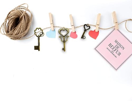 Miniatura 4 de 40 piezas de llaves de esqueleto mixtas en estilo antiguo de bronce vintage, dijes de llaves pequeñas de esqueleto para fiestas de cumpleaños,