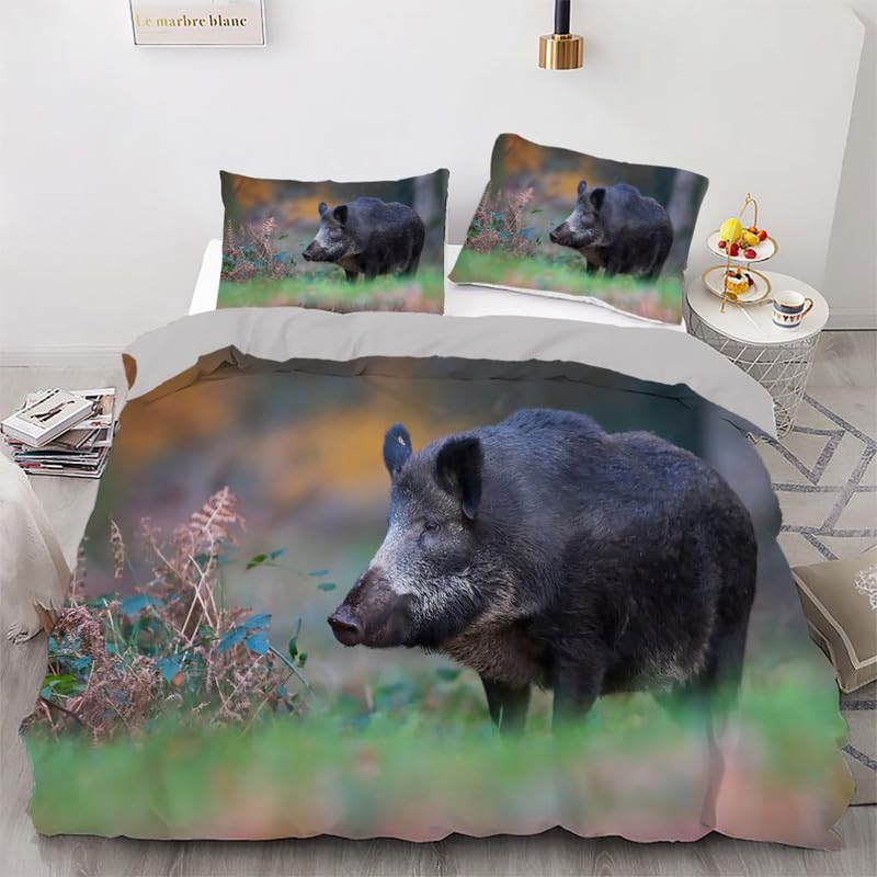 Housse de couette 220x240 sanglier vert idée cadeau anniversaire originale