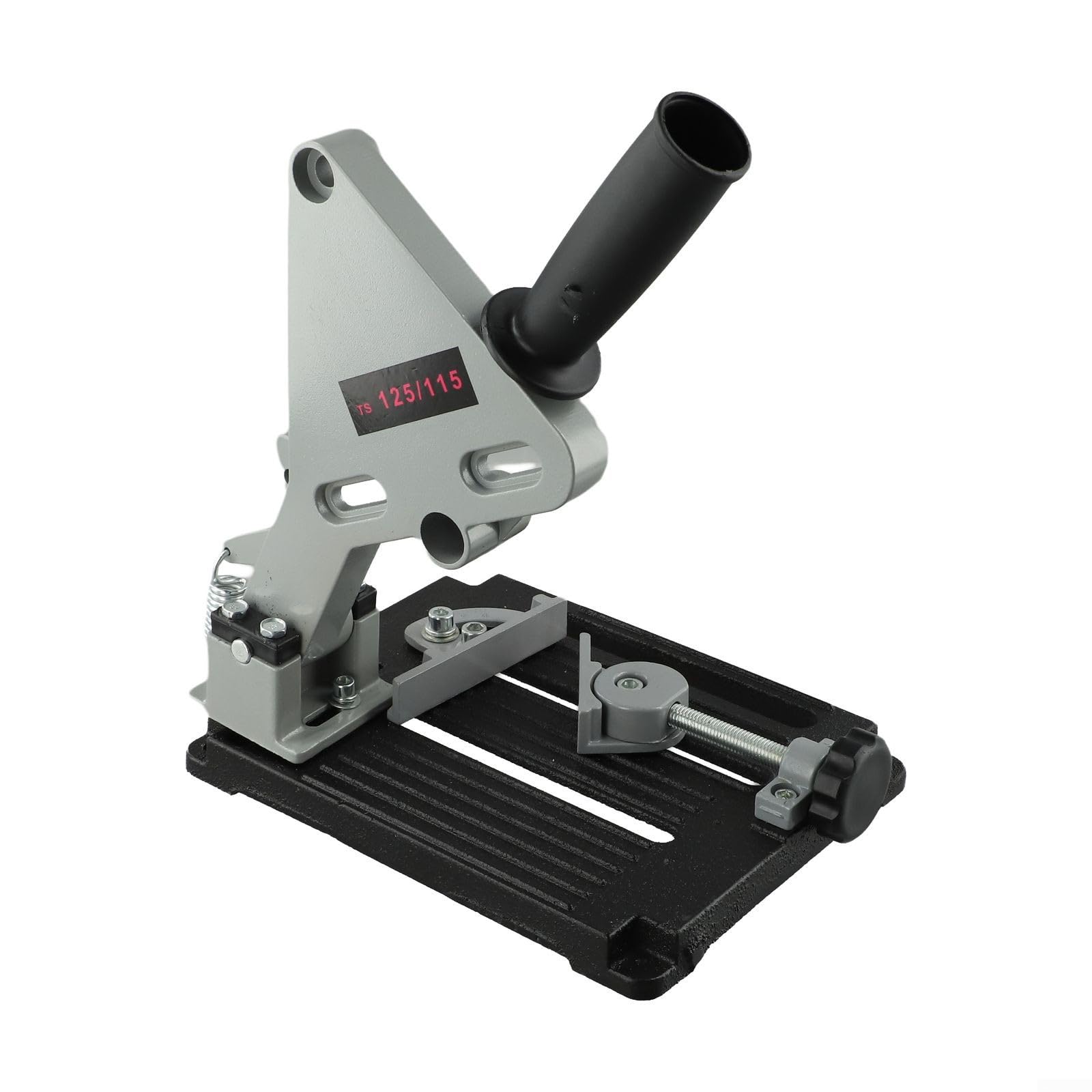 Supporto per smerigliatrice angolare con base in ghisa, supporto regolabile per smerigliatrici da 100 mm e 125 mm, stazione di taglio stabile, per metallo, legno, PVC, nero