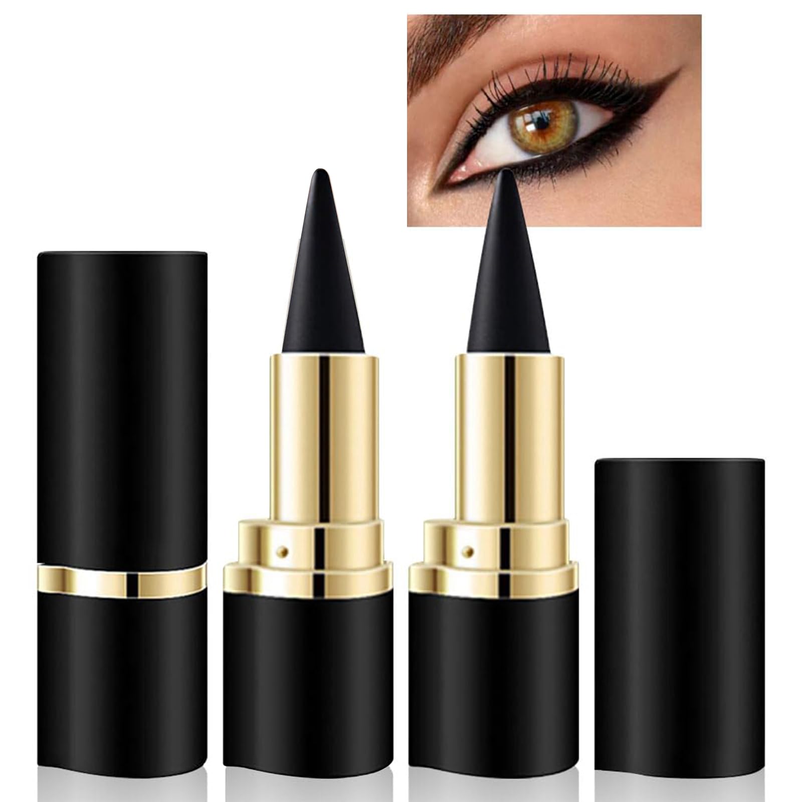 GmwyCzV 2 Piezas Delineador de Ojos Mate de Secado Rápido, Eyeliner Negro de Larga Duración, Sensitive Fine Liner a Prueba, Lápiz Delineador de Ojos de Gel Crear un Maquillaje de Ojos Perfecto