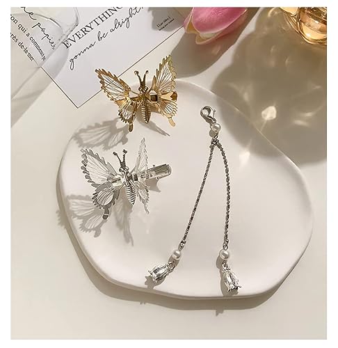 Miniatura 9 de Pinzas para el cabello de mariposa con borla móvil, elegantes accesorios antiguos para el cabello con horquillas móviles para mujeres y niñas