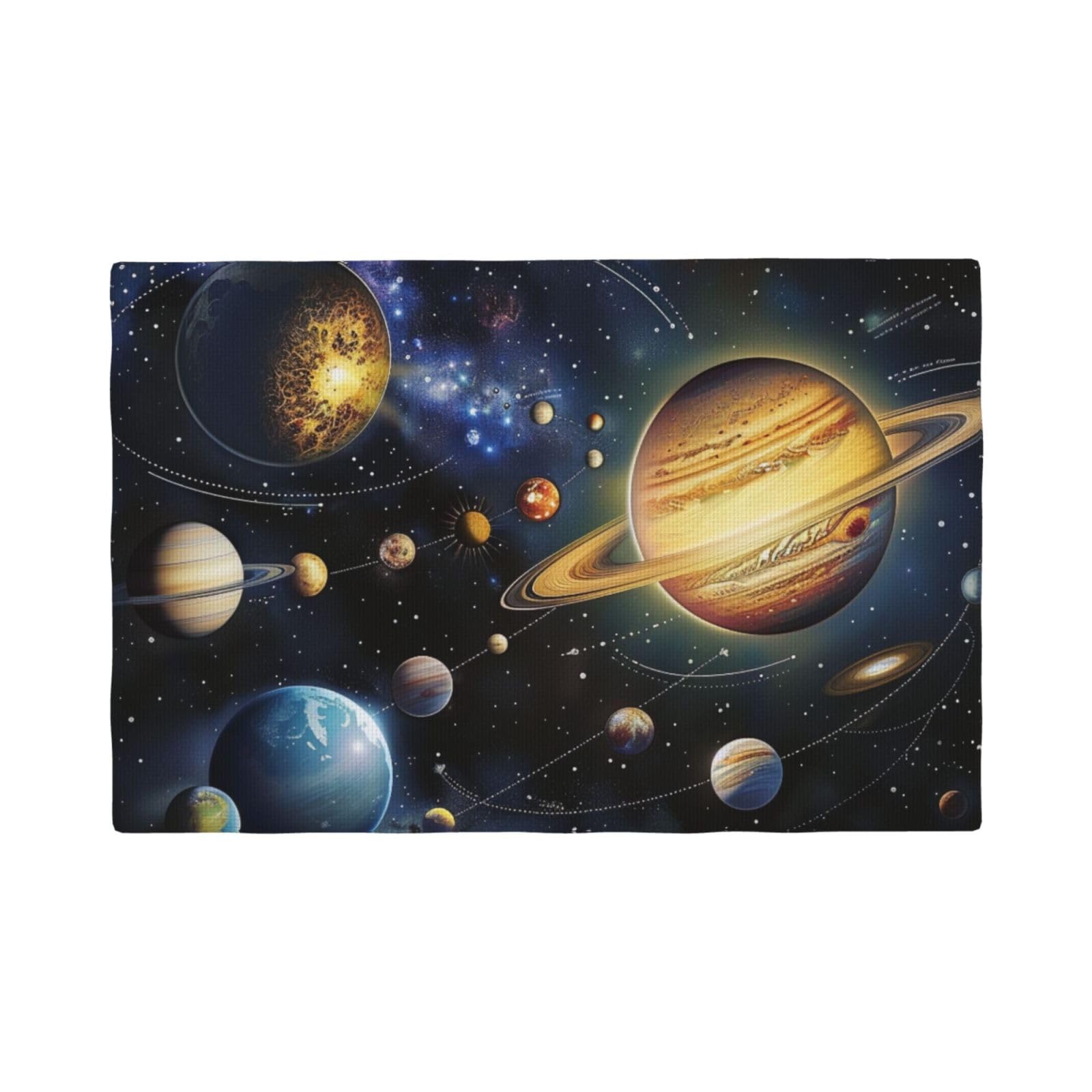 Exploring the Solar System Print Placemats Set, Heat Resistant Washable Placemat 12x18in Table Mats for Party Kitchen Dining Table Decoration Indoor Outdoor, Four Pieces